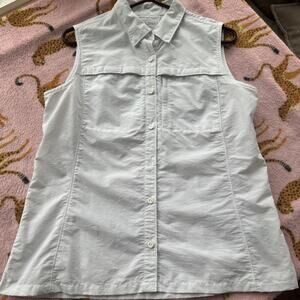 L.L. Bean Hiking Vest Button Shirt Women Sz L WhiteNylon Vented Fishing Outdoors